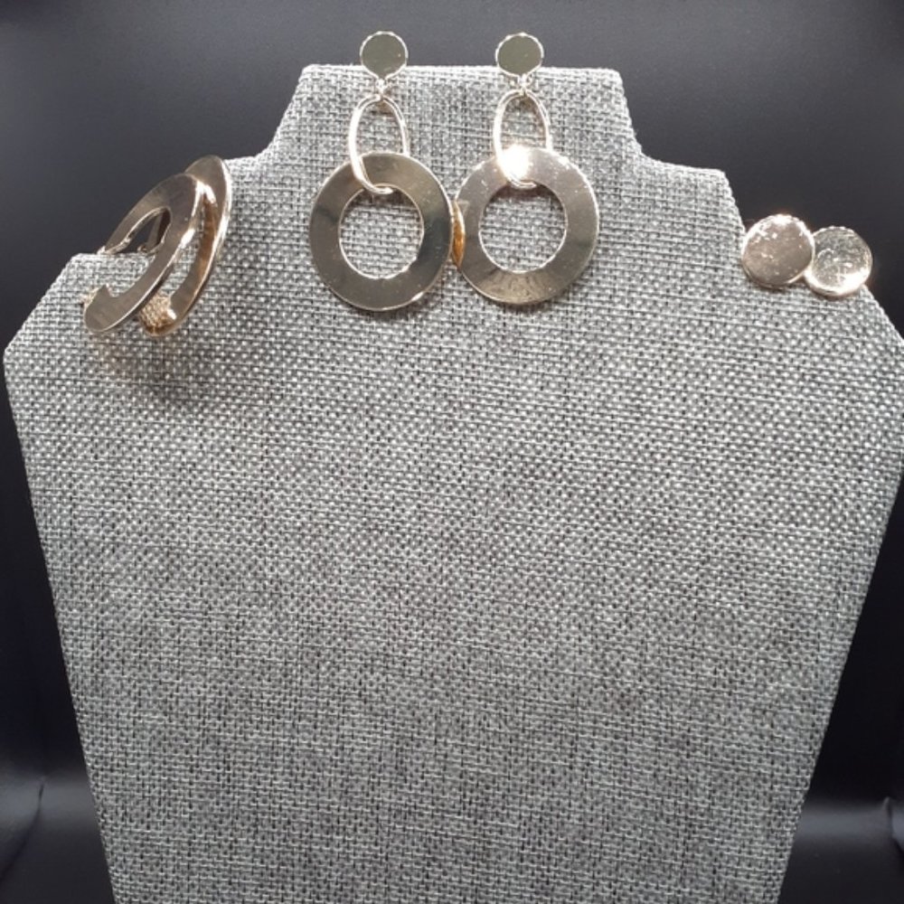 Gold Earring Trio / 3 Pair Earring Set NWOT